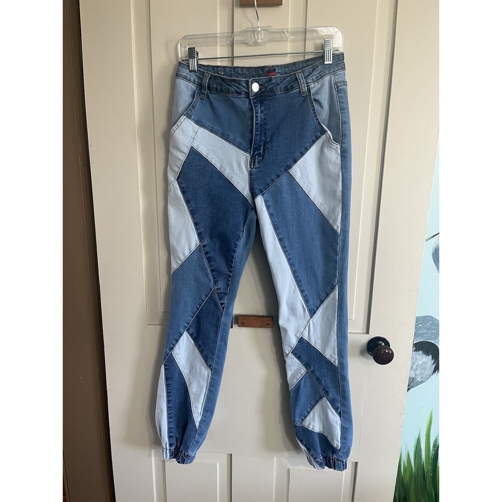 Roma Women's Patchwork Jeans Dark/Light Blue, Size 28-29 L Joggers